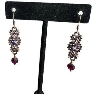 Elegant Victorian Style Purple Jewel Dangle Drop Fancy Earrings